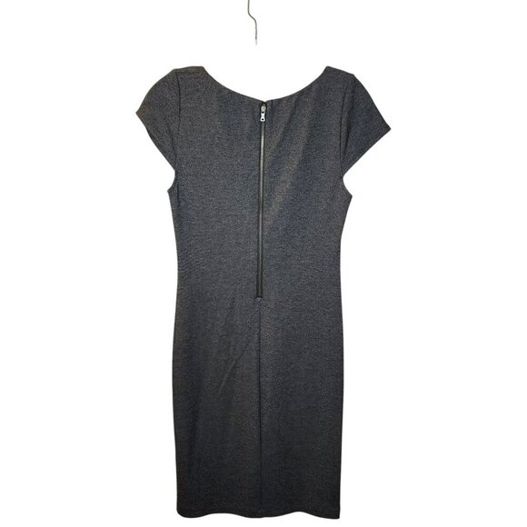 Alice + Olivia Size Small Gray Cap Sleeve Sheath Career Dress Back Zip Preowned - Picture 3 of 7